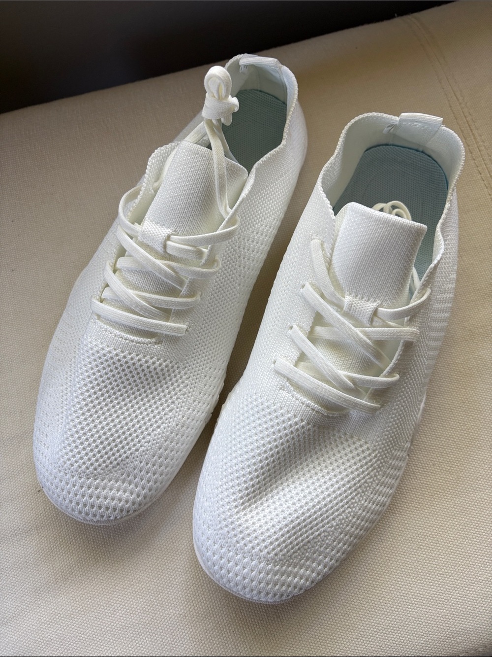 All-White Knit Slip-On Sneakers
